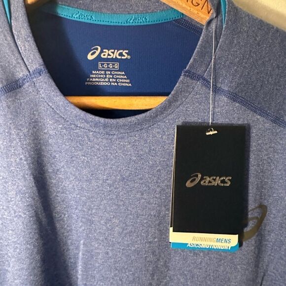 NWT ASICS MotionDry Long Sleeve Running Shirt Blue Size Large Vented Dri-fit - Picture 10 of 12